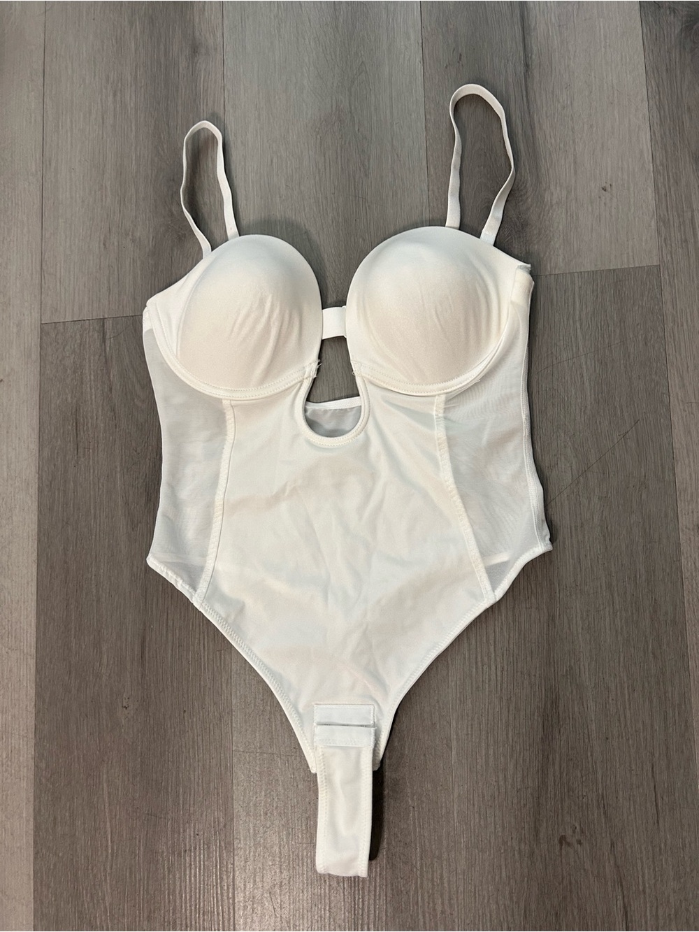 White Molded-Cup Bodysuit with Adjustable Straps
